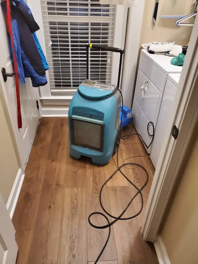 Commercial dehumidifier deployed for Flood Damage Cleanup in Golden Gate